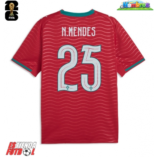 Portugal Nuno Mendes #25 Primera Equipación Mundial 2026 Manga Corta